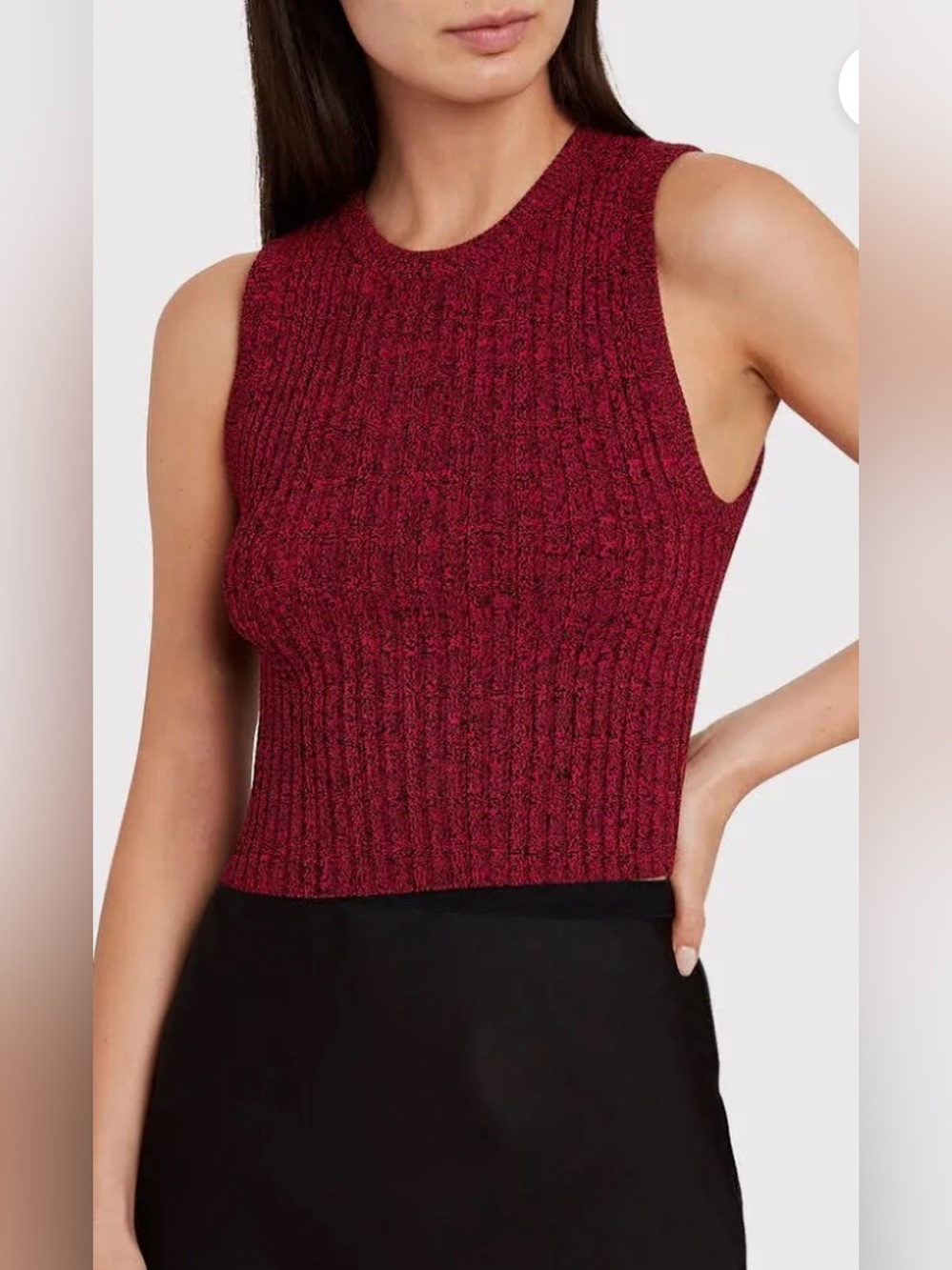 ALC Marie Crew Neck Sleeveless Red Cropped Knit Top Tank Small high neck stretch